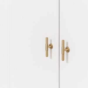 Knurled T Knob, 90mm length - Satin Brass finish